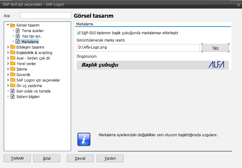 SAP Logon(GUI) ekranına özel görsel eklemek